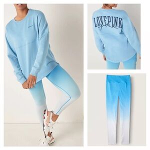 Victoria’s Secret Pink baby blue sweater short & seamless tight legging XL